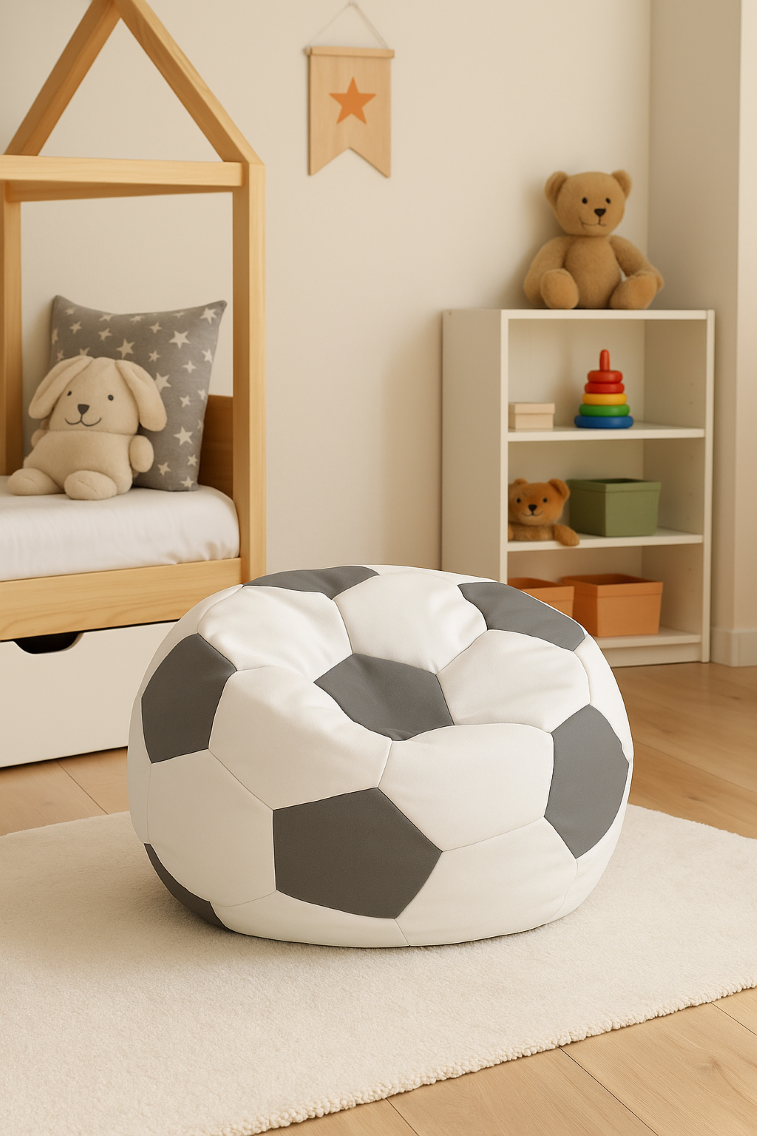 Sedací vak futbalová lopta bielosivá EMI